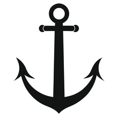 Black anchor symbol with ring and flukes nautical maritime
