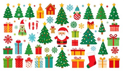 Christmas themed flat icons