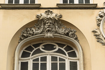 detail on the facade of 19th-century buildings in the Vieux-Lille (Old Lille) a district in the north of Lille. 