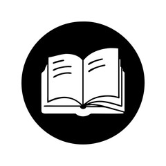 Vector art of white open book icon inside a black circle  icon