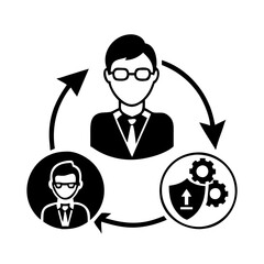 Vector art of business process management icon with people and gears  icon