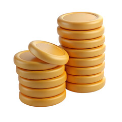 Stack of gold coins isolated on transparent background
