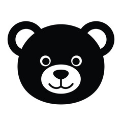 A black and white illustration of a cute bear face