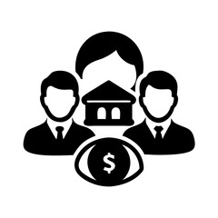 Vector art of financial vision and investment strategy with a team observing money and business growth