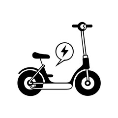 Vector art of black electric scooter icon with lightning bolt symbol  icon
