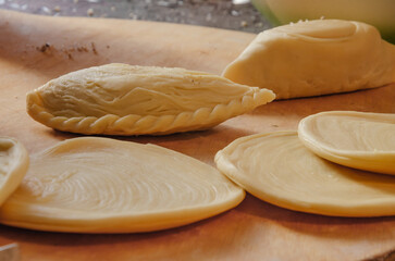 National Azerbaijani pastry with nuts - shekerbura, making pies