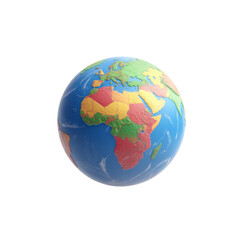 Fototapeta premium Colorful world map on globe showing continents and countries on black background