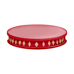 Vintage circus pedestal stand with red pattern, designed with retro. Carnival pedestal illustration for kids design. Hand drawn pedestal for show or festival. Hand drawn on transparent background.