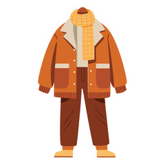 Orange winter outfit with checkered scarf winter clothing jacket