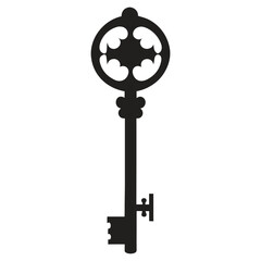 Obraz premium Ornate antique skeleton key with decorative bow and bit antique key vintage key