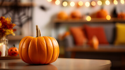 halloween pumpkin on a wooden table