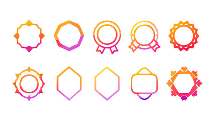 Gradient frame border set collection badge label vector design element graphic shape decorative illustration