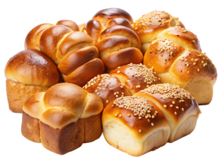 brioche bread collection isolated on white background PNG, AI GENERATED 