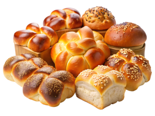 brioche bread collection isolated on white background PNG, AI GENERATED 