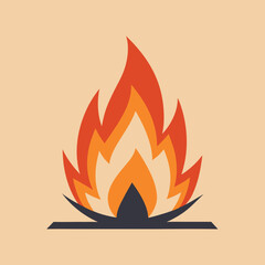 Vibrant stylized campfire flames with dark base orange
