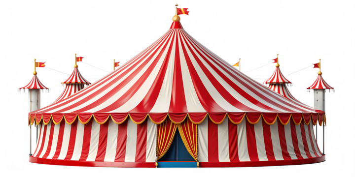 circus tent carnival tent isolated on white background PNG, AI GENERATED 