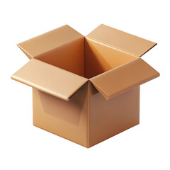 3d cardboard box open isolated on transparent background