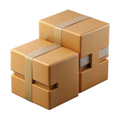 Obraz premium 3d cardboard box puzzle toy isolated on transparent background