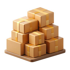 Obraz premium 3d stack of cardboard boxes on pallet isolated on transparent background