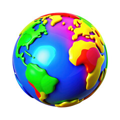 Naklejka premium 3d stylized globe with vibrant continents isolated on transparent background