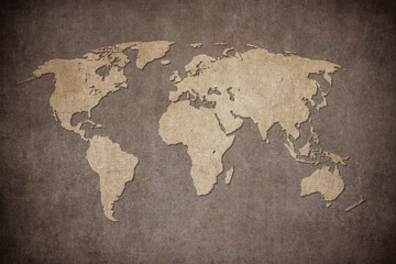 Old map of the world in grunge style. Perfect vintage background.