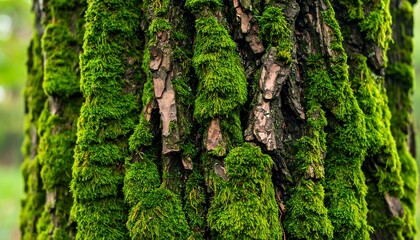 Close-up of mossy tree bark