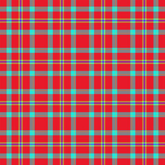 Xmas check textile tartan, glen texture pattern fabric. Expressive plaid vector background seamless in red and neutral grey colors.