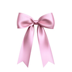 Elegant pink satin bow with tails on black background