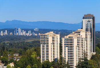 Aerial view on residential area in Burnaby, Metro Vancouver, British Columbia, Canada.