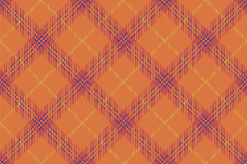 Classic plaid pattern with warm orange, yellow and purple hues. Traditional aesthetic. Ideal for backgrounds, textiles, or festive designs. Versatile usage.