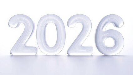 White 2026 year number with abstract pattern isolated on white background