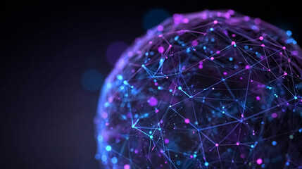 Abstract digital globe with interconnected nodes and vibrant colors representing technology and innovation