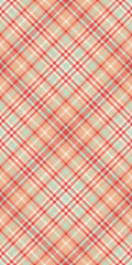 Flowing plaid pattern vector, tailor texture textile tartan. Canvas check fabric background seamless in orange and red colors.