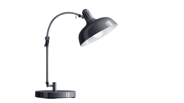 Office desk lamp, modern minimalist design, isolated on transparent background