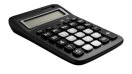 Obraz premium Financial calculator, black professional style, isolated PNG 
