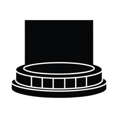 Vector art of black silhouette of a circular stage or pedestal with a rectangular, isolated
