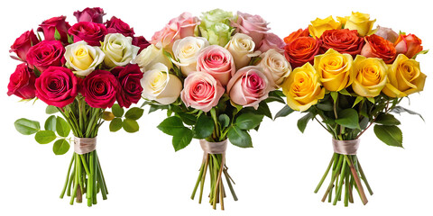 Fototapeta premium assorted bouquets roses rose isolated on white background png, ai generated
