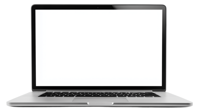 Desktop computer monitor with blank screen, modern slim design, PNG isolated