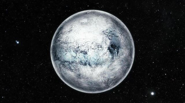 Realistic 3d Eris fictional Planet in Starry Space Galaxy