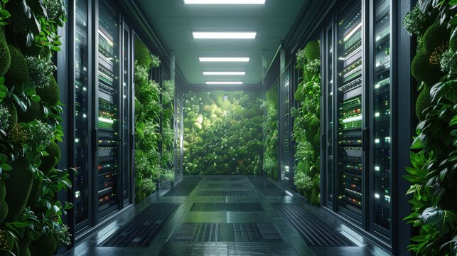 biophilic server room for AI cloud processing