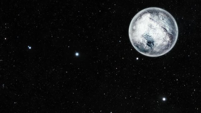 Realistic 3d Eris fictional Planet in Starry Space Galaxy