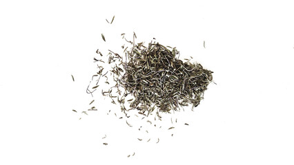 Wild Taurus Mountain thyme offers thymol-rich antimicrobial properties, ideal for seasoning dishes or brewing immunity-boosting herbal infusions. Isolated on white background