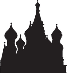 Moscow Russia Skyline Silhouette Vector Illustration with Saint Basil's Cathedral View