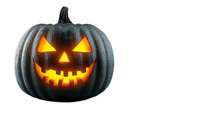A spooky carved pumpkin glowing with an eerie grin, symbolizing Halloween festivities.