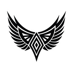 Fototapeta premium Abstract black wings with layered diamond logo bird