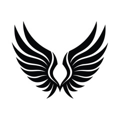 Obraz premium Black abstract symmetrical wings icon angel bird