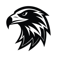 Black stylized eagle head logo with sharp details symbol