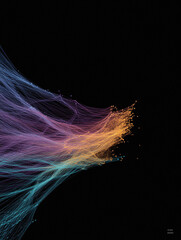 Naklejka premium Abstract visualization of interconnected data, featuring flowing lines and nodes. Illustrates networks, connectivity, complexity. Ideal for tech, science, or design concepts.