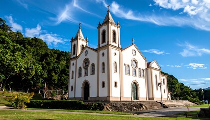 Historic church in a lush setting