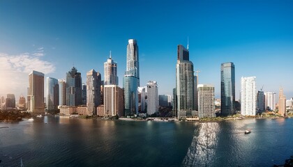 Naklejka premium a city skyline with diverse architectural designs towering skyscrapers